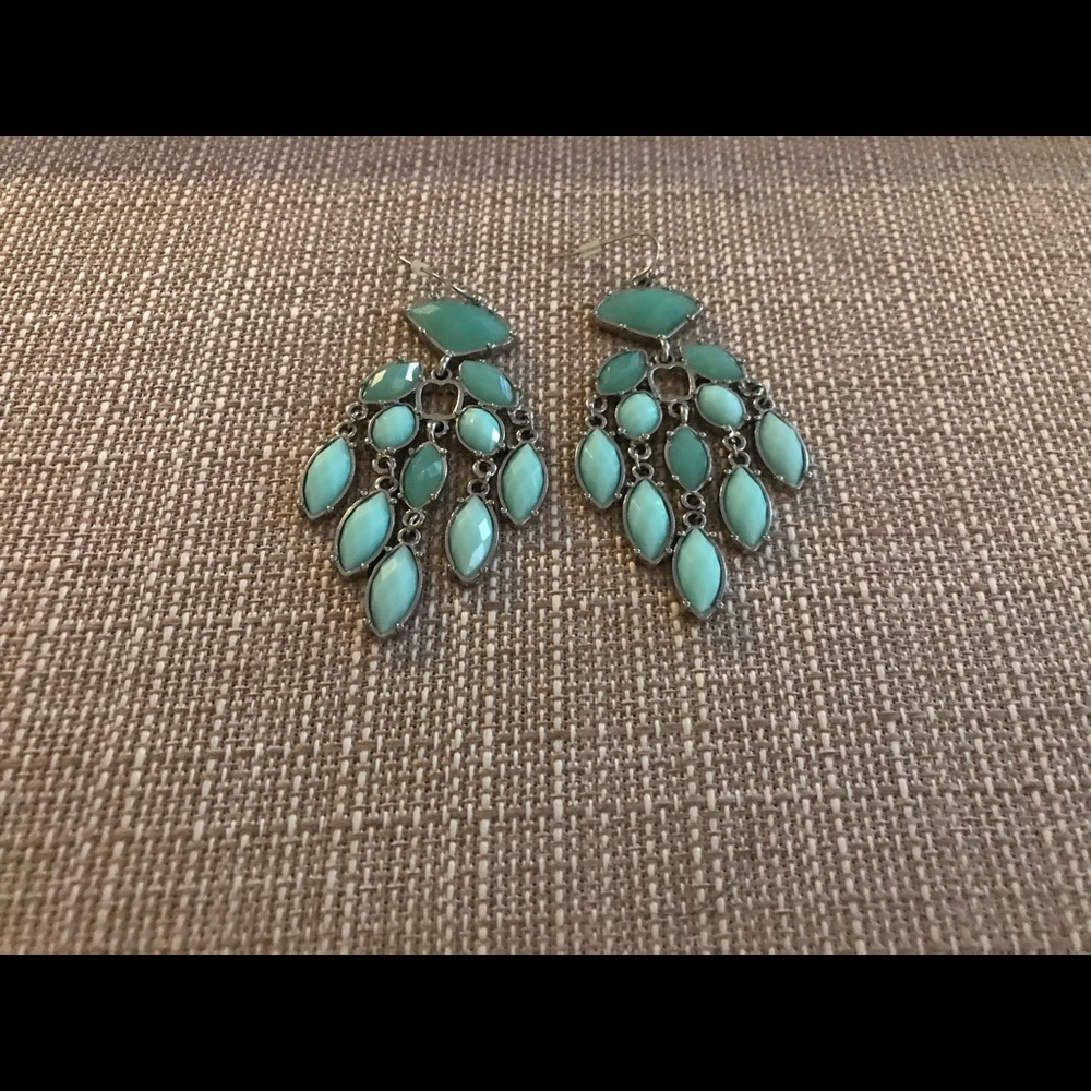 Teal EXPRESS Dangle Earrings - two toned.